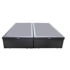 Imagem de Cama Box Baú King Bipartido Blindado Sintético Cinza Com Pistão A Gás