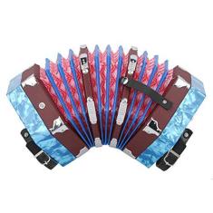 Imagem de Acordeão de botão, sanfona portátil de 7,1 x 6,7 x 6,7 pol. com alça de mão ajustável instrumento musical profissional acordeão de piano de mão para adultos estudantes e
