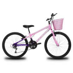 Imagem de Bicicleta Infantil Aro 24 KOG Feminina 18 Marcha 3x8 Velocidades com Cestinha para Meninas Violeta Degrade Branco