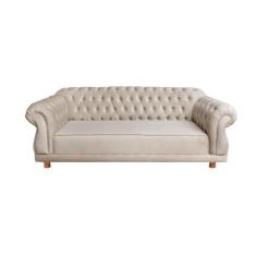 Imagem de Sofá Chesterfield Capitone Elisabeth Suede Nude 2,00 - Novo Encanto