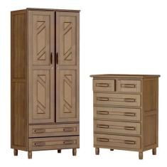 Imagem de Conjunto p/ Quarto Imbuia Guarda-Roupa Multiuso Flex 2 Portas 2 Gaveta