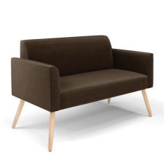 Imagem de Sofá Namoradeira Pés Palito Natural Marisa Suede Marrom D03 - D'rossi