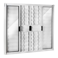 Imagem de Janela de Alumínio Veneziana 100x200cm com Grade 6 Folhas Central Ecos