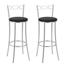 Imagem de Kit 2 Banquetas 91cm Alicante Cromado/Preto