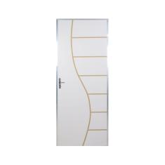 Imagem de Kit Porta de Madeira Decorada 212x95cm com Batente de Aluminio 3,6cm Cantareira MGM Branco