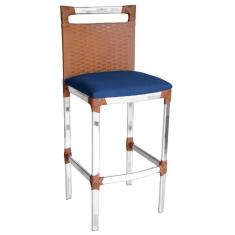 Imagem de Banqueta Alta Vigor De Alumínio E Fibra Sintética Caramelo/azul