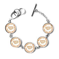 Imagem de DIYthinker Pulseira com estampa abstrata de palavras do Dia de Ação de Graças