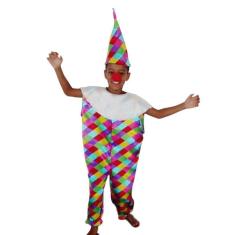 Imagem de Fantasia Macacão Palhaço Pierrot Infantil Palhacinho Regata Masculino Carnaval Halloween Zumbi Terror