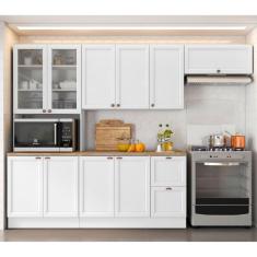 Imagem de Cozinha Completa 4 Peças 10 Portas 2 Gavetas 1 Nicho para Forno Unna Espresso Móveis Branco