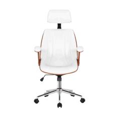 Imagem de Cadeira Escritório Giratória Kopenhagen Presidente Fratini Móveis Branco/Marrom