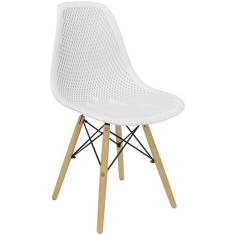 Imagem de Cadeira Charles Eames Colmeia Eiffel Base Madeira - Branca