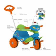 Imagem de Triciclo Infantil Passeio E Pedal Velobaby G2 Azul Bandeirante