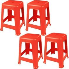 Imagem de Kit 4 Banqueta Plástica Multiuso Para Praia Piscina Coragem - Mor