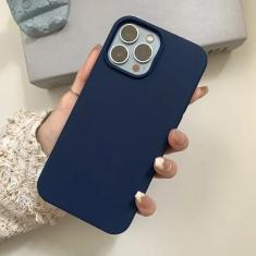 Imagem de Capa de telefone de silicone líquido roxo escuro para iPhone 15 Pro Max 14 13 12 11 Pro Max XR XS X 15ProMax Capa protetora completa, azul meia-noite, para iphone 15