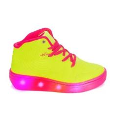 Imagem de Tênis Kidy Street Star Led Rodinha Infantil Amarelo Rosa