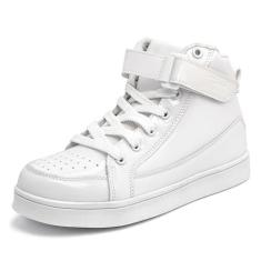 Imagem de IGxx Sapatos de lantejoulas para crianças, meninos, modernos, brilhantes, dourados, brilhantes, tênis de cano alto para meninas com gancho e laço, Branco, 18