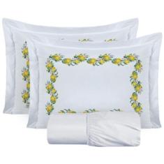 Imagem de Jogo de Lençol Casal Padrão 3 Peças Percal 180 Fios 100% Algodão Natur