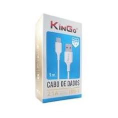 Imagem de Cabo De Dados Usb-C Kingo Branco 1M 2.1A P/ Xiaomi Mi 9 Lite