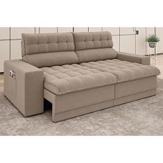 Imagem de Sofá Omega 2,50m Assento Retrátil e Reclinável Velosuede Capuccino - Netsofas