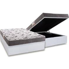 Imagem de Cama Box Baú Casal: Colchão Ortopédico Herval D28 / AG65 Ortopedic Black + Base CRC Courano White (138x188)