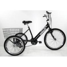 Imagem de Bicicleta Triciclo Luxo Aro 26 Completo 21 Marchas Rebaixado - Casa Do