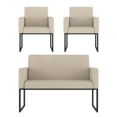 Imagem de Kit Sofá 2 Lugares + 2 Poltronas Para Recepção Sala Balaqui Cor:bege Bege