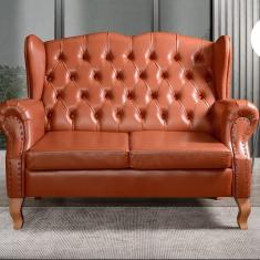 Imagem de Sofá Imperador Namoradeira Chesterfield Retrô Colonial Caramelo