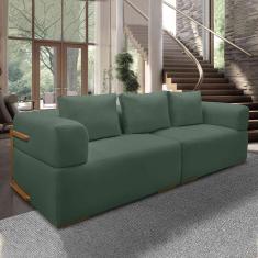 Imagem de Sofá Bipartido 3 Lugares Com Almofadas Soltas 220cm Nuuk Linho Verde