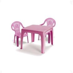 Imagem de Mesinha Infantil Rosa 46x38cm+2 Cadeira Poltroninha Kids - Injeplastec