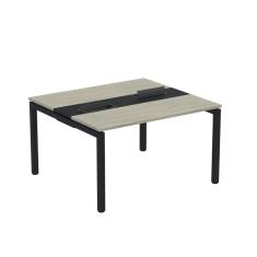 Imagem de Mesa Plataforma Dupla com Pé de Aço para Coworking 120x120 Pdc12/12/2p Nogueira casablanco/Preto