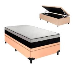 Imagem de Cama Baú Bege Arezzo Black White Solteiro Molas Portobel