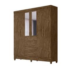 Imagem de Guarda Roupa 6 Portas Com Espelho New Avaí Castanho Wood 896331 Moval
