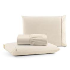 Imagem de Jogo De Lençol Ponto Palito Queen 180 Fios 3 Peças - Santos E Luan