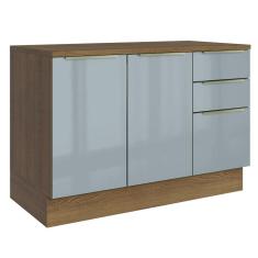 Imagem de Balcão de Pia 120 cm 2 Portas 3 Gavetas - Rustic/Cinza Lux Madesa