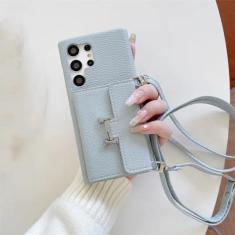 Imagem de Capa de telefone crossbody para Samsung Galaxy S24 S23 S22 S21 Plus Note 20 Ultra A14 A24 A33 A34 A53 A54 Carteira com capa de suporte de cartão, azul, para Galaxy s22 ultra