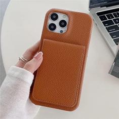 Imagem de Carteira de Couro Luxo Flip Carteira Capa para iPhone 14 Pro Max 11 12 13 Mini XR X XS 8 7 Plus SE Photo Slot Stand Cover, marrom, para iPhone 14