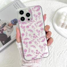 Imagem de DYFYFKDI Capa para iPhone 14 Pro, linda flor transparente feminina padrão de ramo floral estética mulheres meninas cristal ultra fino macio TPU à prova de choque capa protetora para iPhone 14 Pro,