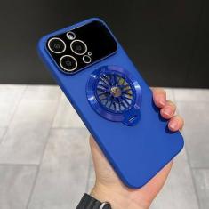 Imagem de Capa de telefone magnética com suporte giratório dobrável para iPhone 14 15 Plus 11 12 13 Pro Max Capa de proteção de lente com suporte oco, KleinBlue, para 14Plus