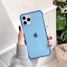 Imagem de Capa de telefone de silicone à prova de choque para iPhone 13 12 Mini 11 Pro X XR XS Max 6 6S 7 8 Plus SE Capa transparente de proteção traseira, azul, para iPhone 13 Mini