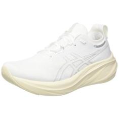 Imagem de ASICS Tênis de corrida masculino Gel-Nimbus 26, Branco/Branco, 45