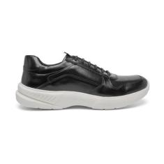 Imagem de Tenis Sneaker Casual Masculino De Amarrar Couro Eco Black - Rota Shoes