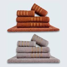 Imagem de Jogo De Toalhas10Pçs Coleção Dubai 100% Algodão Marrom+cinza