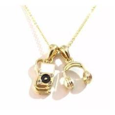 Imagem de Colar Cordão Fone Ouvido Música Folheado A Ouro 18k