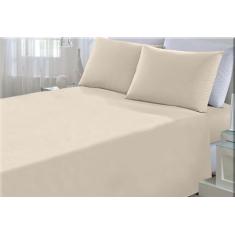 Imagem de Jogo De Lençol Bege Solteiro 3 Peças Algodão Percal 150 Fios - Confecç