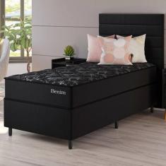 Imagem de Conjunto Cama Box Solteiro Benim com Molas Ensacadas 88cmx188cmx63cm Preto