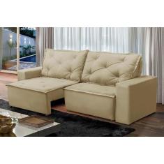 Imagem de Sofá Retrátil e Reclinável 3 lugares com Molas 2,00m Ana Suede Bege Ad