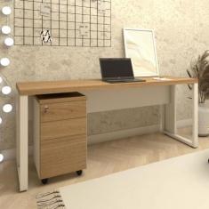 Imagem de Mesa Escrivaninha Industrial 1,90m com Gaveteiro e Pés Metal - F5 Offi