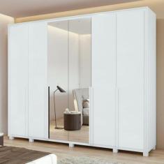 Imagem de Guarda-roupa 6 Portas 6 Gavetas 100% Mdf Imperatore com espelho e com Pés Branco
