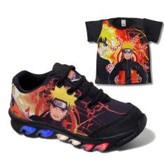 Imagem de tenis de led infantil masculino naruto com luzinha meninos mais camisa-Masculino