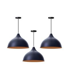 Imagem de Kit 3 Lustres Pendente Meia Lua  30Cm Com Chapéu 